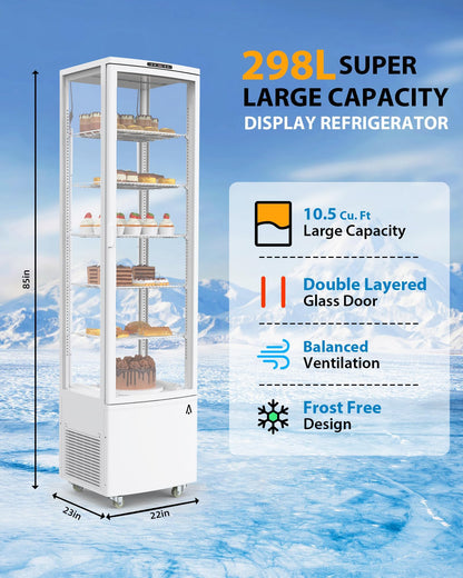 GAOMON idO-A2EfLtRlFtU_six5YQ GHB-WH2025021100014 Countertop Refrigerator Cu.Ft. Bakery Display Case, 10.5 Cubic Feet, White