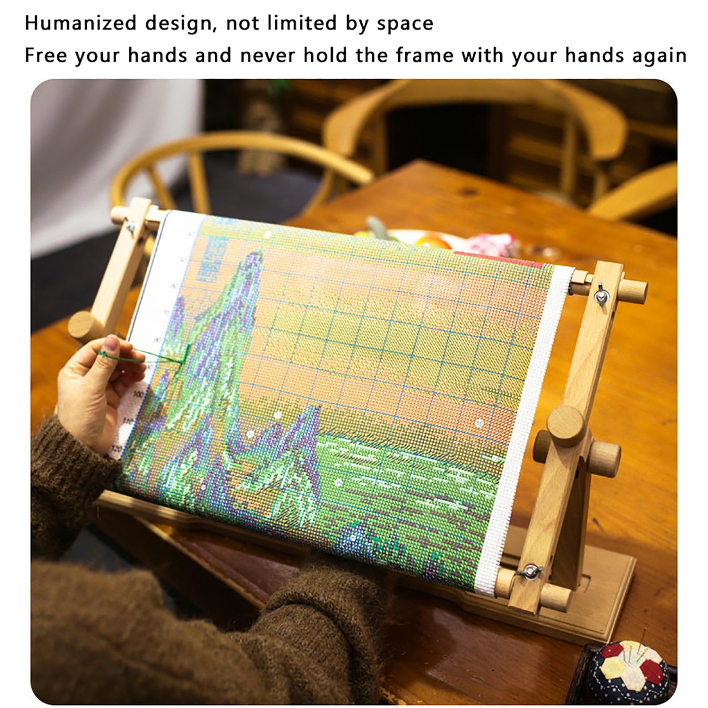 Adjustable Cross Stitch Frame - Scroll Frame with 220° Vertical Rotation, Sturdy Thick Material for Embroidery and Craft Sewing Projects