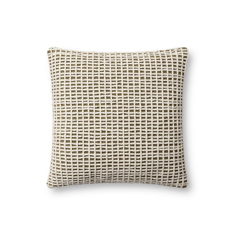 Loloi PLL0119 Green/Ivory 18'' x 18'' Cover w/Down Pillow