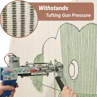 45" x 45" Large Primary Tufting Cloth with Yellow Marked Lines for Tufting Gun, Monks Cloth for Rug Making Kit – Includes 1 Yarn Threader & 2 Glue Scrapers