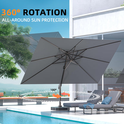 ORYNTREX 9' X 12' Cantilever Outdoor Patio Umbrellas Double Top Large Rectangle Umbrella Heavy Duty 360°Rotation Offset Umbrella for Garden Deck Pool Patio,Grey