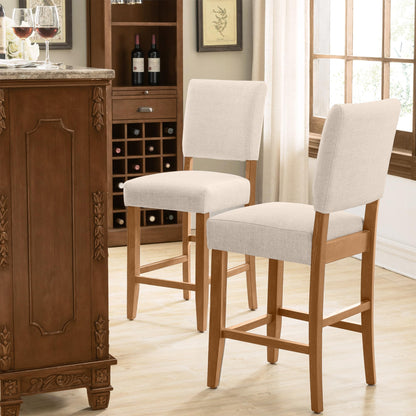 Leick Home Brax Counter Stool Set of 2, Counter Height, Solid Wood Base, Upholstered Foam Cushion, Easy Assembly, Natural White Sand, 17.75 in L x 19 in D x 40 in H, Item 214460
