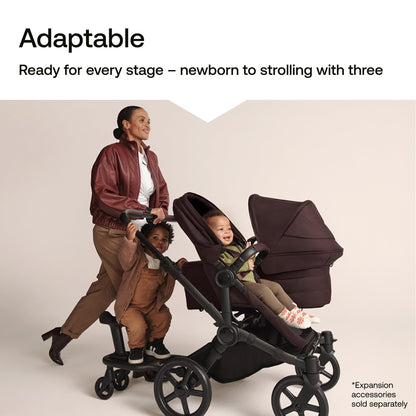 Bugaboo Donkey 6 Sibling Seat – Complete Second Seat Kit for Side-by-Side Double Stroller Conversion, Reversible & Reclining Toddler Seat with Sun Canopy – Moon Grey