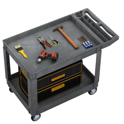 DWVO Service Utility Cart on Wheels, 45 X 25 in 550 LBS Heavy Duty Rolling Cart Plastic Work Cart for Warehouse Garage School & Office Cleaning