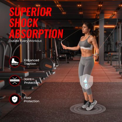 SUPERJARE 0.79'' Extra-Thick Exercise Equipment Mats, 36 Pcs 144 Sq Ft Rubber Top Floor Tiles with High Density EVA Foam, Interlocking Gym Flooring for Home Gym, Workout Mat, Black/Grey