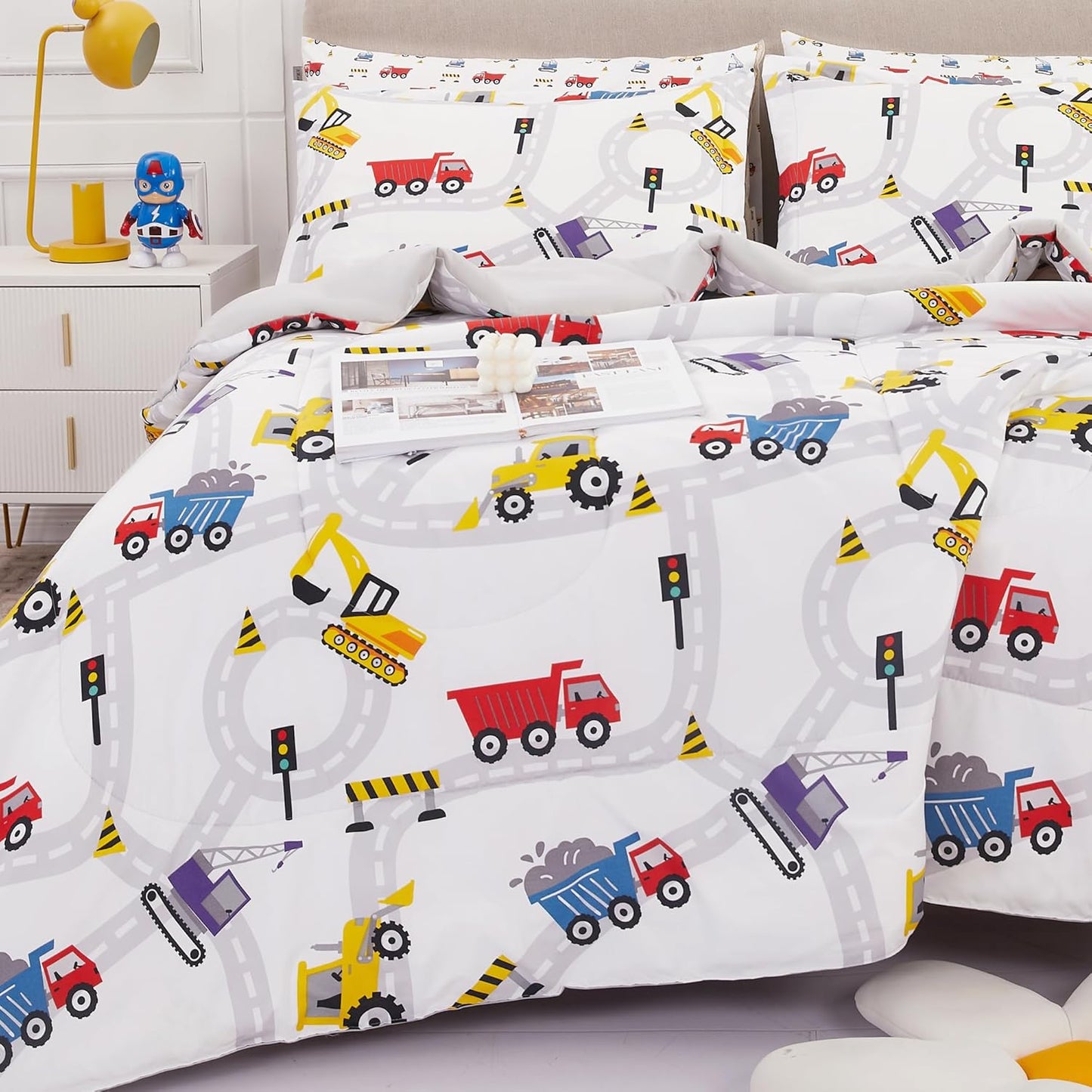 Sets Set 7 Viviland Kids Full Bedding for Boys, Girls Soft Full Comforter with Sheets, Pieces Microfiber Bed in a Bag