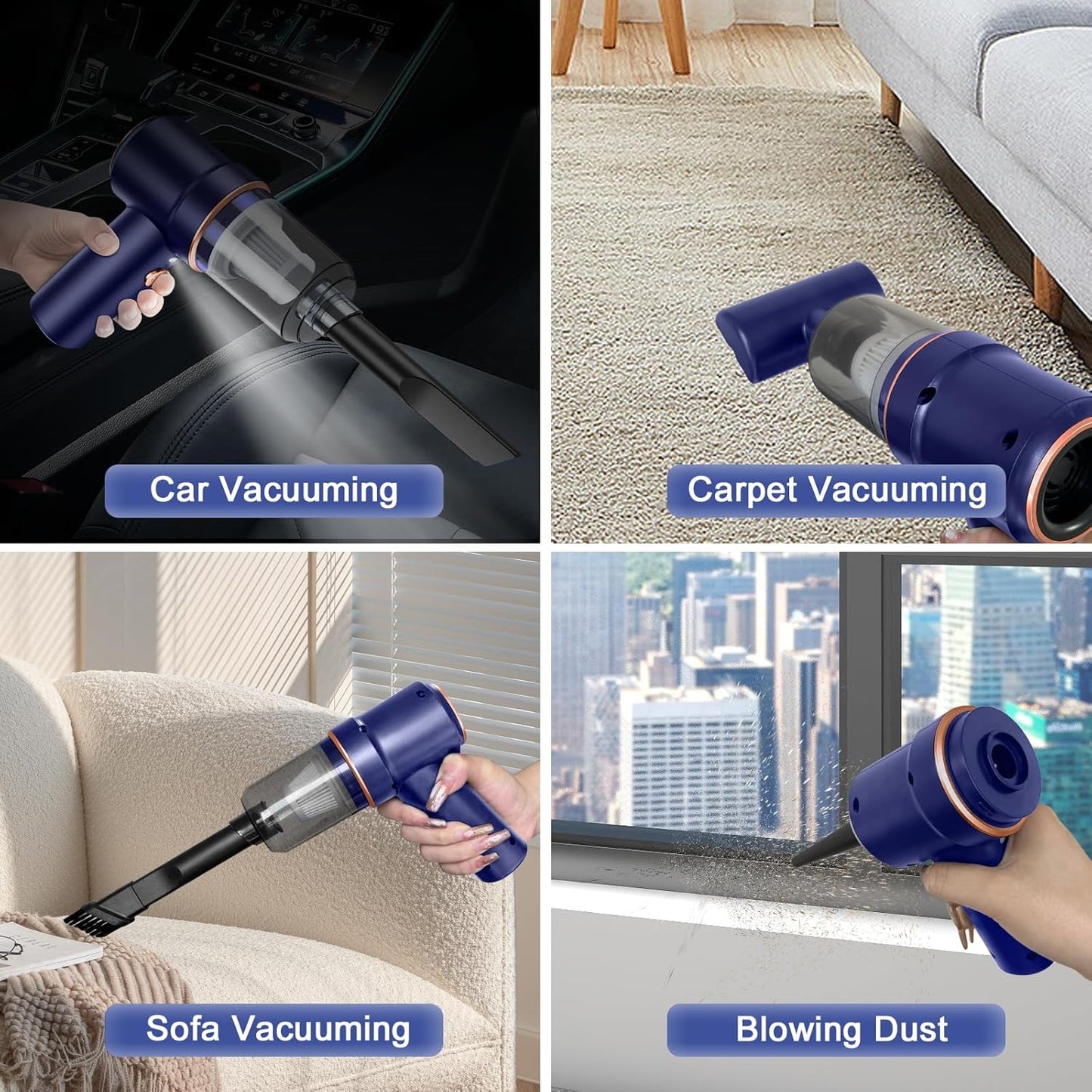 Car Vacuum Cleaner Cordless, Handheld Vacuum Cordless, 9000PA Suction 120W High Power Portable Vacuum Cleaner