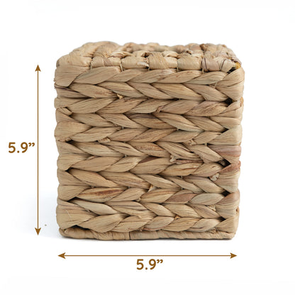 KOLWOVEN Tissue Box Holder - Square- Rattan Wicker Tissues Cube Box Cover -Boho Decorative Woven Facial Tissue Holder on Table and Barthroom (Square)