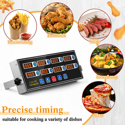 Relaxweex 1 Pack Commercial 8 Channel Digital Kitchen Timer, Multi-Countdown Timer with Loud Alarm & Large LCD Display, Wall Mount or Countertop for Restaurant, Fry Station, Baking & Lab Use