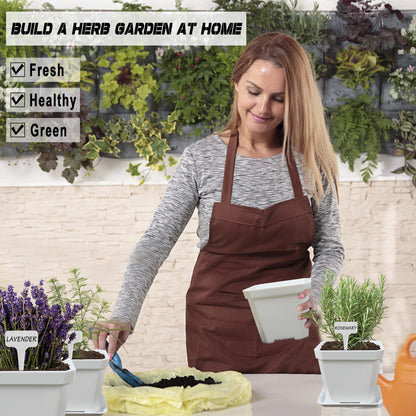 Meekear 10 Herb Seeds Garden Starter Grow Kit with White Pots, Markers, Nutritional Soil, Watering, Herb Clipper, Complete Indoor Potted Plant Growing Set for Kitchen DIY