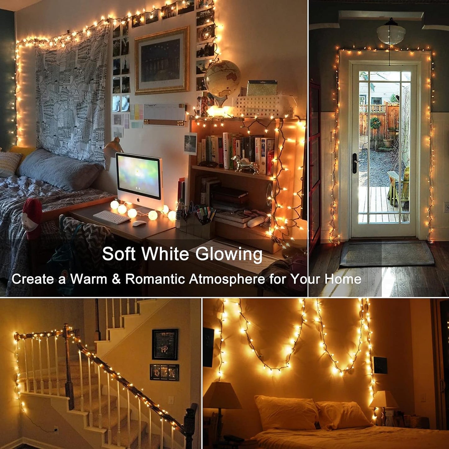 21FT 100 Count Brizled Warm White Clear Christmas Lights Connectable, Mini Incandescent String Lights Plug