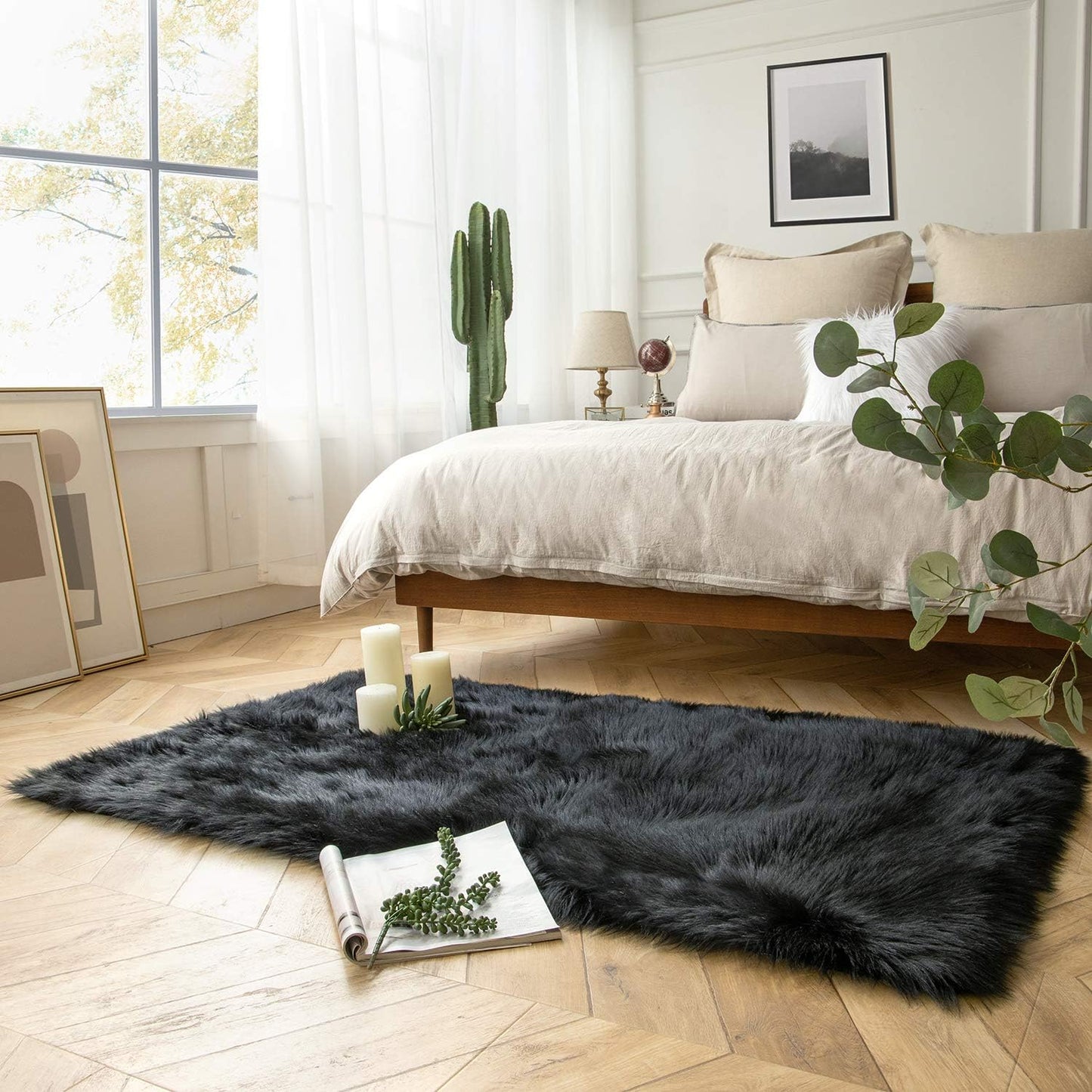 Ashler Faux Fur Rug, Fluffy Shaggy Area Rug, Ultra Soft 3 x 5 Feet Rectangle for Nursery, Kids Room, Living Room