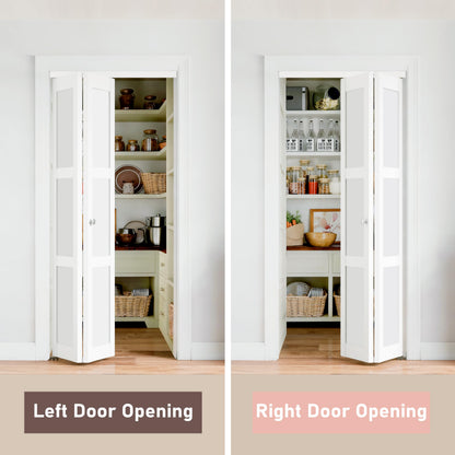 ARKHJEM Bifold Closet Door for 60" x 80" Opening, 3 Lite Closet Folding Door with Concealed Hardware Kit, MDF, Pre-Assembled, White Interior Doors
