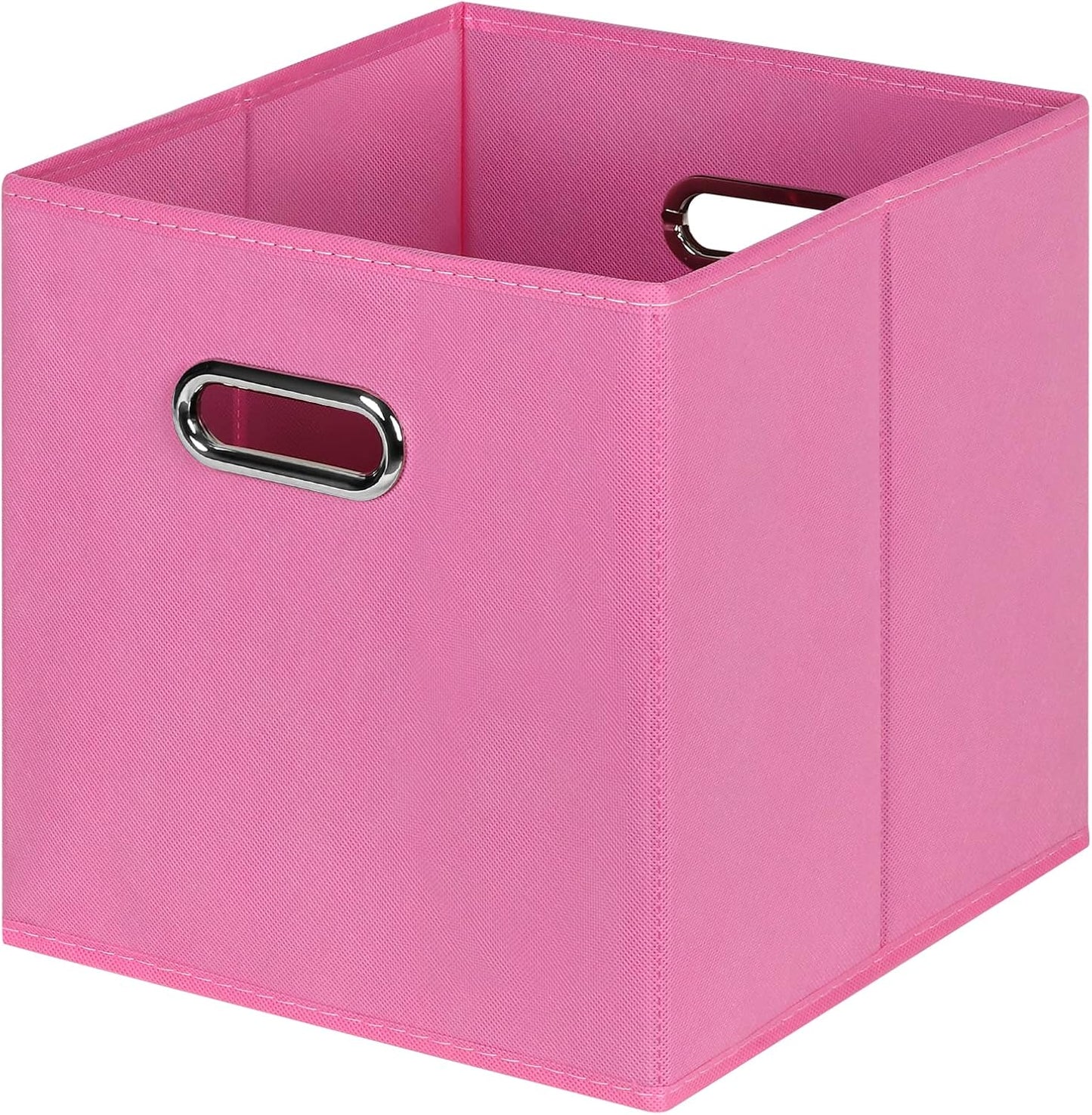 Black Foldable Storage Cubes, Fabric Organizer Bins with Dual Handles for Home, Pink