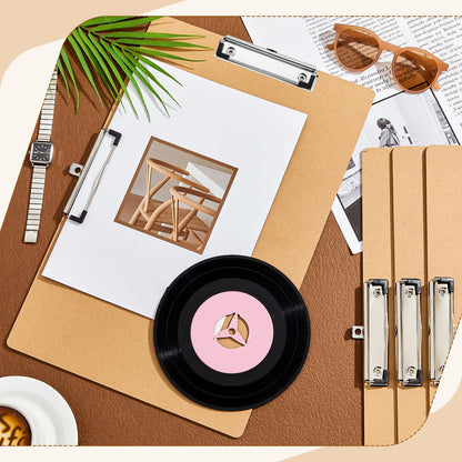 Henoyso 4 Pcs 11 x 17 Clipboards Wooden Lap Boards with Low Profile Clip Double Clip, Extra Large Landscape Hardboard Drawing Boards Horizontal Brown Clipboard for Drafting Board & Sketch Board Use