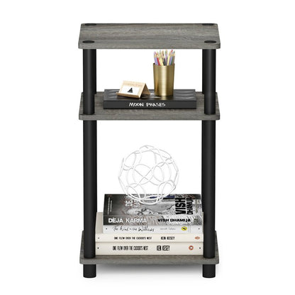 Furinno JUST Side Table, 3-Tier End Table, Open Shelves Night Stand, Bedside Table, Toolless Assembly, for Living Room, Bedroom, Bathroom, French Oak