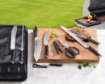 Cangshan HELENA Series German Steel Forged BBQ Knife Set (Black, 9-Piece Bag Set)