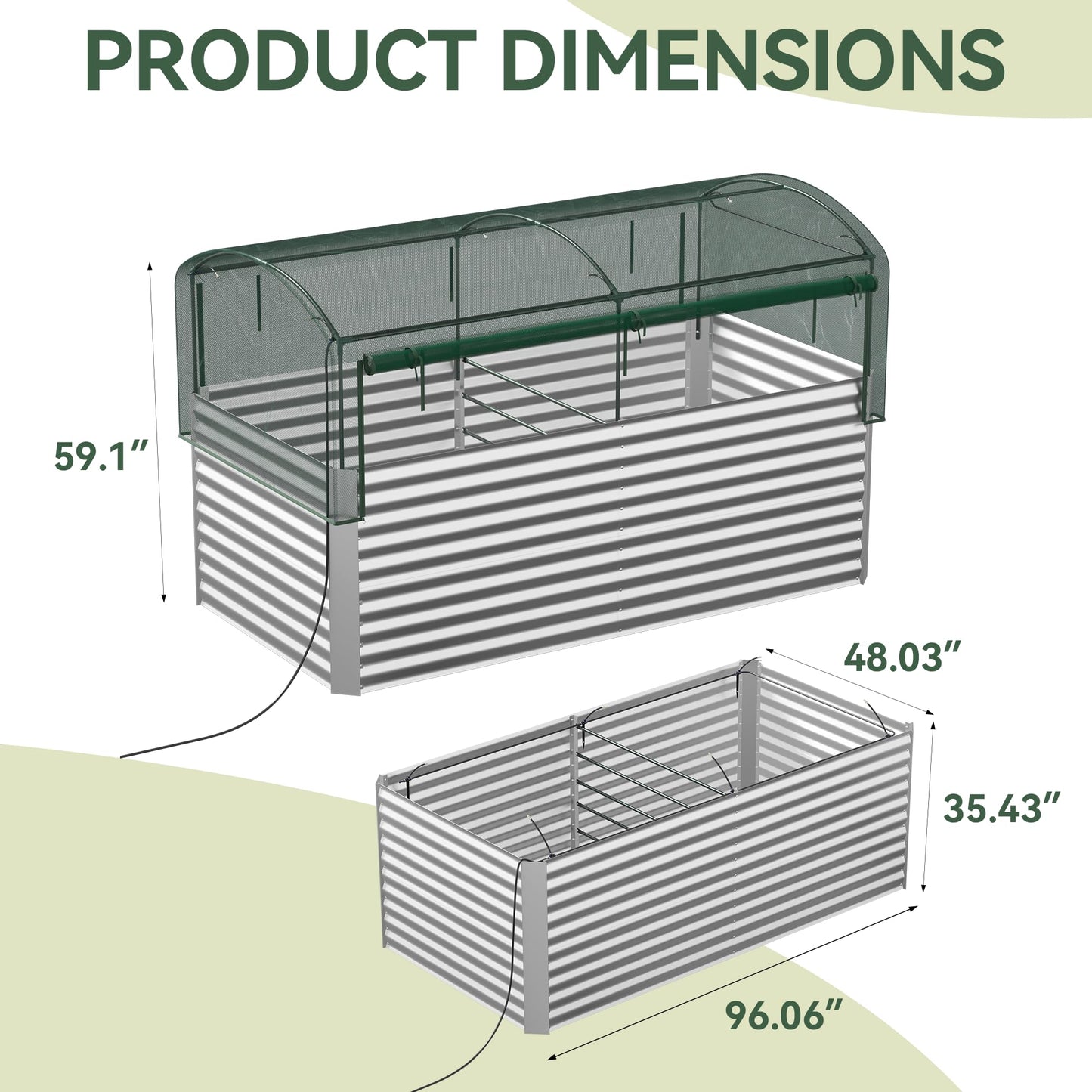 8x4x3 ft Tall Galvanized Raised Garden Bed with Self-Watering System, Elevated Planter Boxes Outdoor with Mesh Cover, Rectangular Deep Raised Beds for Gardening,Vegetables,Flower, Backyard, Patio