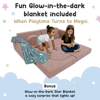 Cubby Couch 12-Piece Modular Kids Play Couch - Soft & Durable Toddler Couch with CertiPUR US Foam, Washable Covers - Playroom Furniture, Kids Sofa for Lounge, Living Room & Playroom - Pink