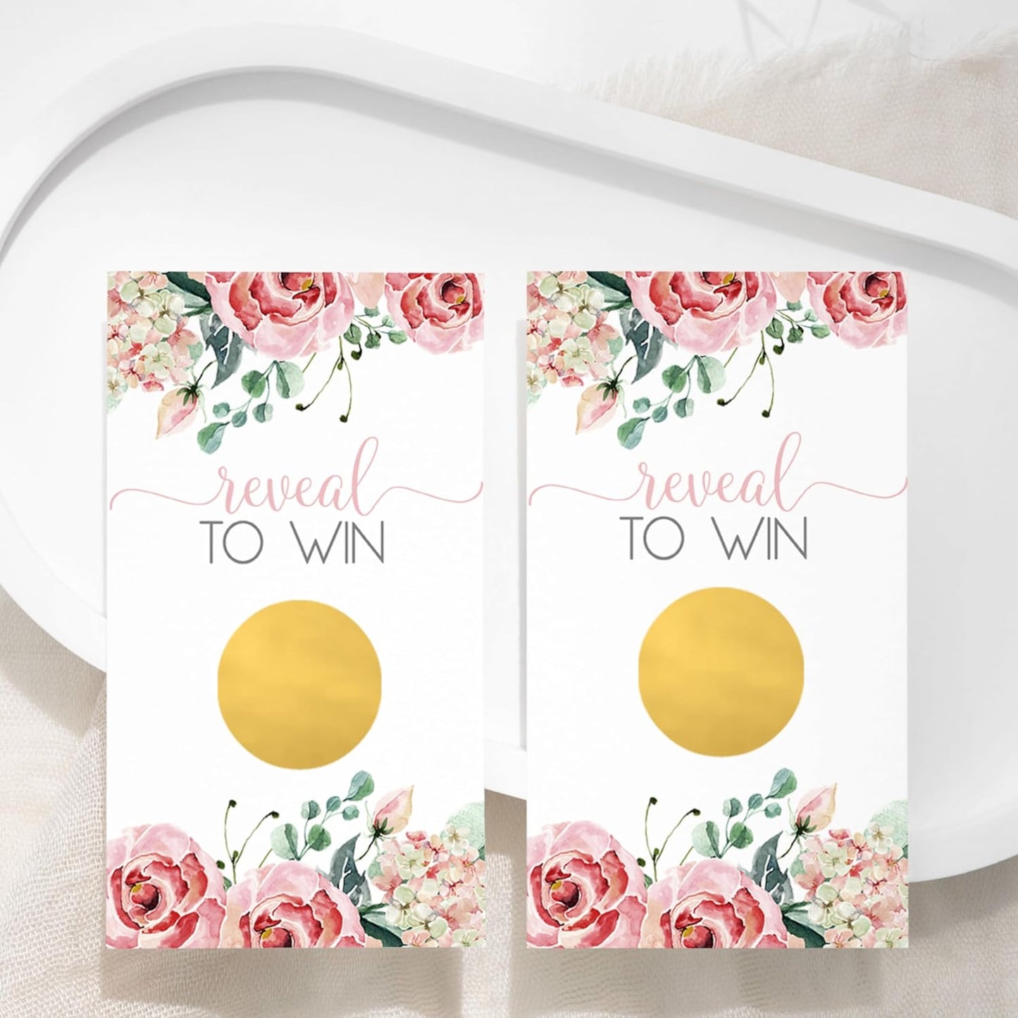 Paper Clever Party Charming Floral Bridal Shower Games, 30 Pack Pink Scratch Off Raffle Cards