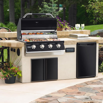 Hygrill STD Series 32-Inch Built In Grill for Natural Gas, Stainless Steel Outdoor Kitchen 4-Burner Grill Head, Black