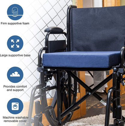 DMI Seat and Chair Cushion for Office Chairs, Wheelchairs, Scooters, Kitchen Chairs or Car Seats, FSA HSA Eligible, for Support and Height while Reducing Stress on Back, Tailbone or Sciatica