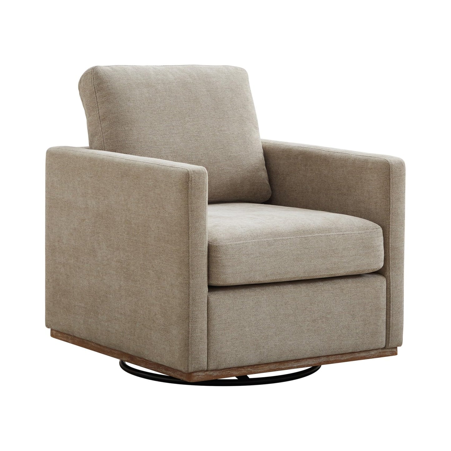 KEIKI 360° Swivel Club Chair with Backrest Pillow, Accent Square Single-seat Armchair Upholstered Sofa for Reading, Nursery, Living Room, Bedroom, Lounge, Hotel
