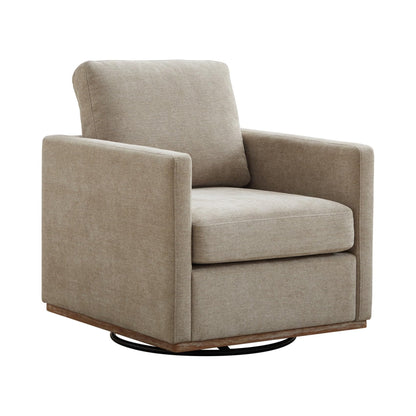 KEIKI 360° Swivel Club Chair with Backrest Pillow, Accent Square Single-seat Armchair Upholstered Sofa for Reading, Nursery, Living Room, Bedroom, Lounge, Hotel