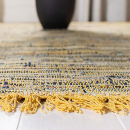 SAFAVIEH Rag Rug Collection Accent Rug - 2'3" x 5', Yellow & Multi, Handmade Boho Stripe Cotton Rug