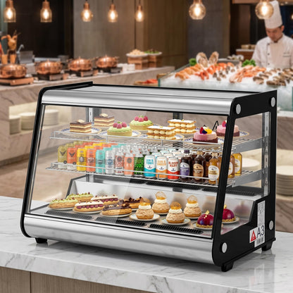 6.5 Cu.ft Commercial Counter Depth Refrigerators - Countertop Refrigerated Display Case with All-Around LED Lighting, Adjustable PVC Shelves, Fog-Free Glass, Bakery Display Case for Restaurant, Cafe