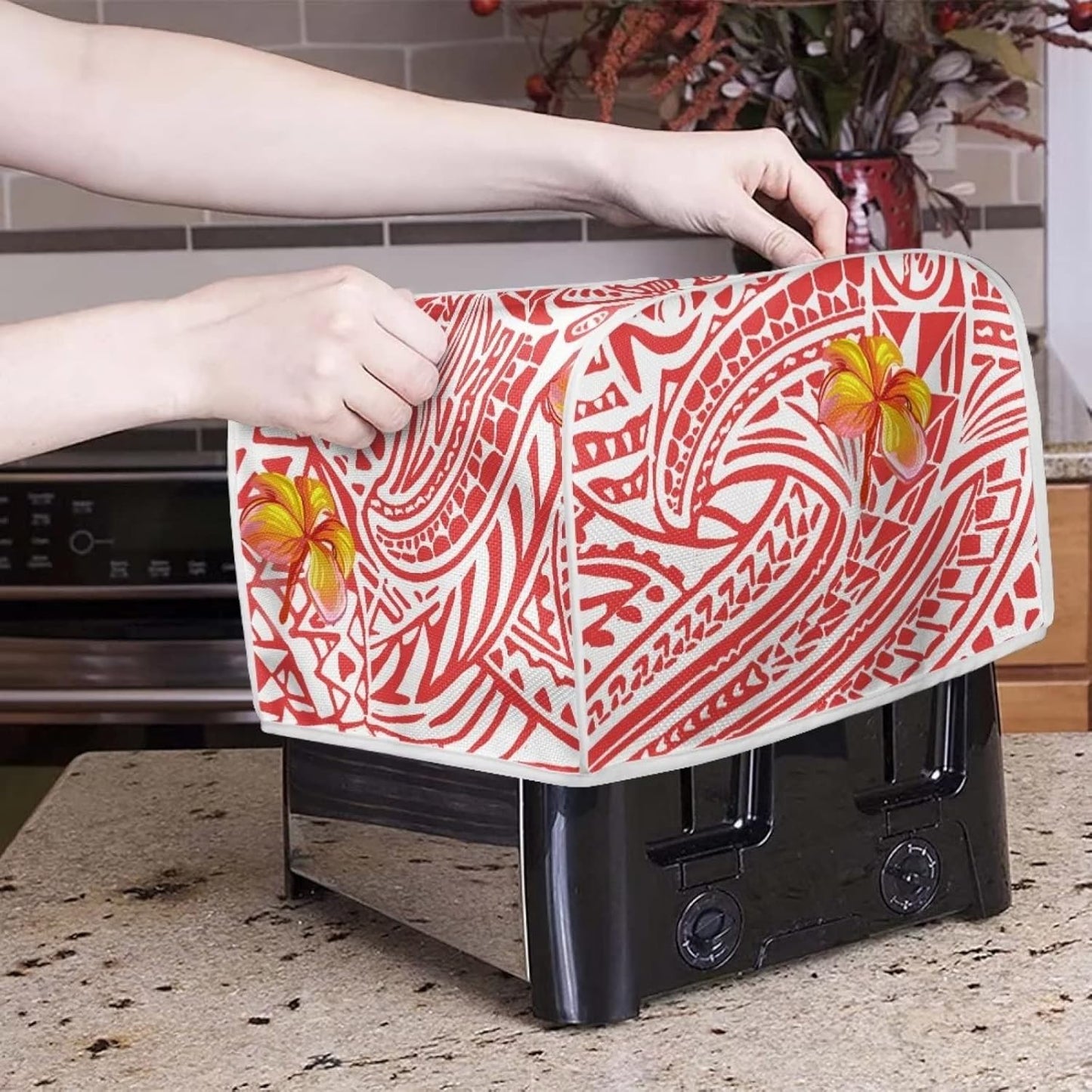 Polynesia Flower Durable Toaster Cover, Washable Dustproof Small Appliance Protection