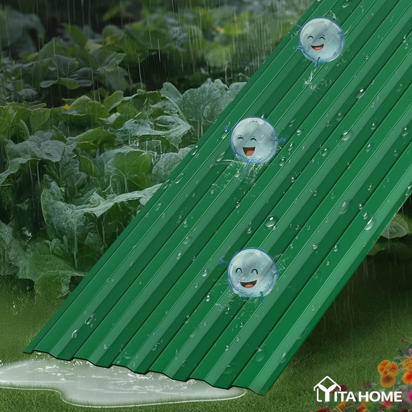 YITAHOME 4pcs 8x4x2 ft Galvanized Raised Garden Bed Kit, Large Metal Planter Box with Gloves, Safety Rubber & Support Rod, Outdoor Flower Bed for Plants Vegetables, Green