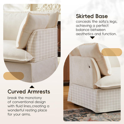 ERYE 47" Chenille Upholstered Accent Chair Wide Seat Armchair for Living Room Bedroom, Modern Upholstered Armchair W/ 2 Pillows and USB-C Ports for Home Apartment Office