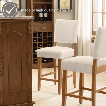 Leick Home Brax Counter Stool Set of 2, Counter Height, Solid Wood Base, Upholstered Foam Cushion, Easy Assembly, Natural White Sand, 17.75 in L x 19 in D x 40 in H, Item 214460
