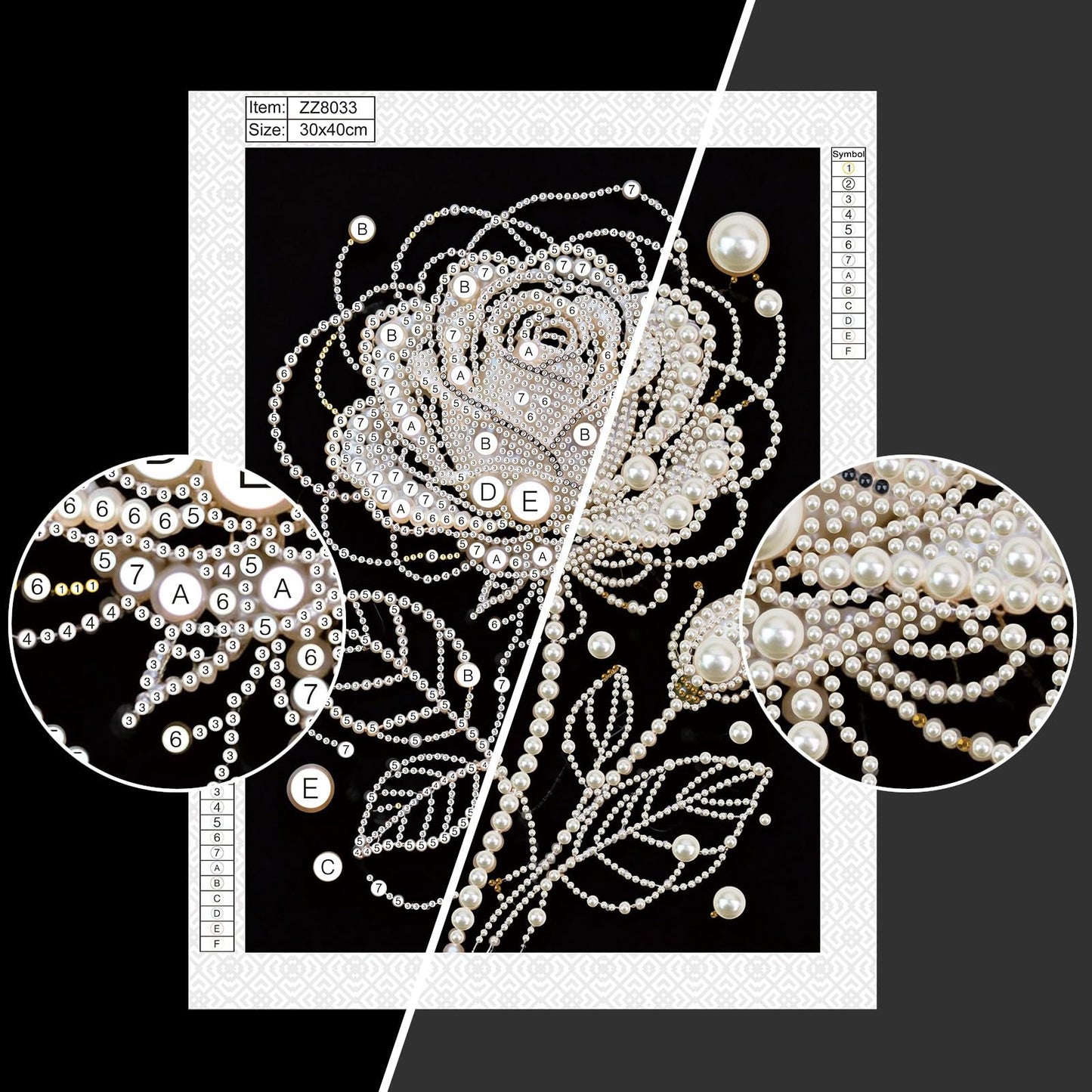 DoxQcs (Unframed DIY Pearl Diamond Art Painting Kit with Black Canvas 9.84X13.78in Shining Diamond Art Craft Resin Gem for Adults Home Wall Decor-Rose