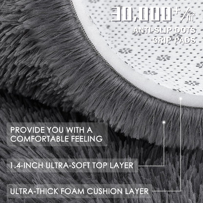 OLANLY Area Rug - Soft Fluffy Shaggy Design for Living Room & Bedroom | Machine Washable, Grey