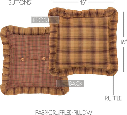VHC Brands Prescott Plaid Cotton Rustic Square Pillow, 16x16 Filled Bedding Accessory