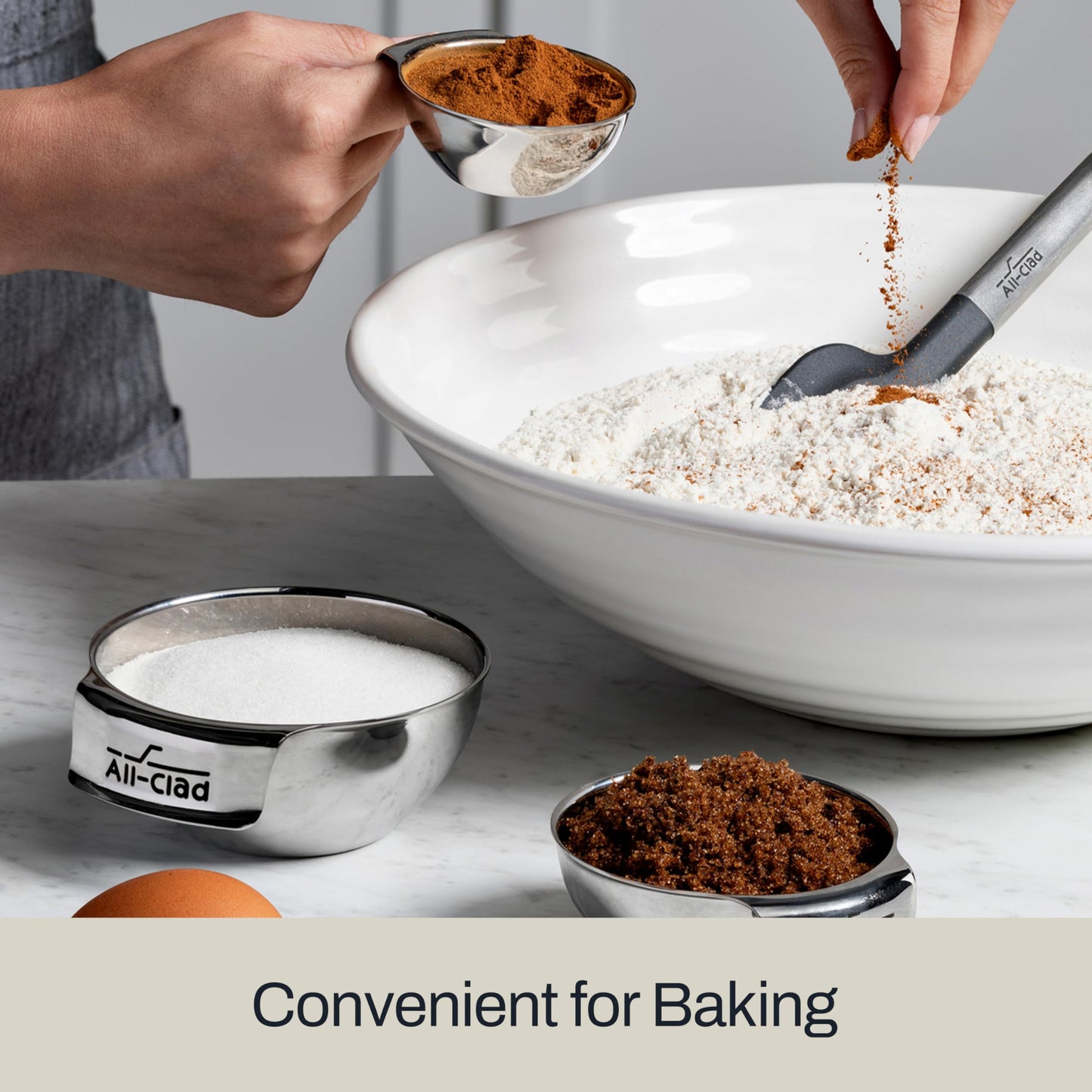 All-Clad Kitchen Essentials Stainless Steel Mini Measuring Bowl Set 3 Piece, Includes 1, 1/2 and 1/4 Stackable Measuring Cups, Gadgets for Cooking & Baking, Cookware Tools, Dishwasher Safe, Silver