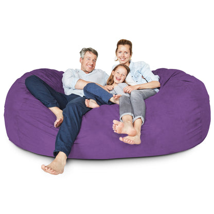 Lumaland Luxurious Giant 7ft Bean Bag Chair with Microsuede Cover - Ultra Soft, Foam Filling, Washable XXL Bean Bag Sofa for Kids, Teenagers, Adults - Sack Chair for Dorm, Family Room - Purple
