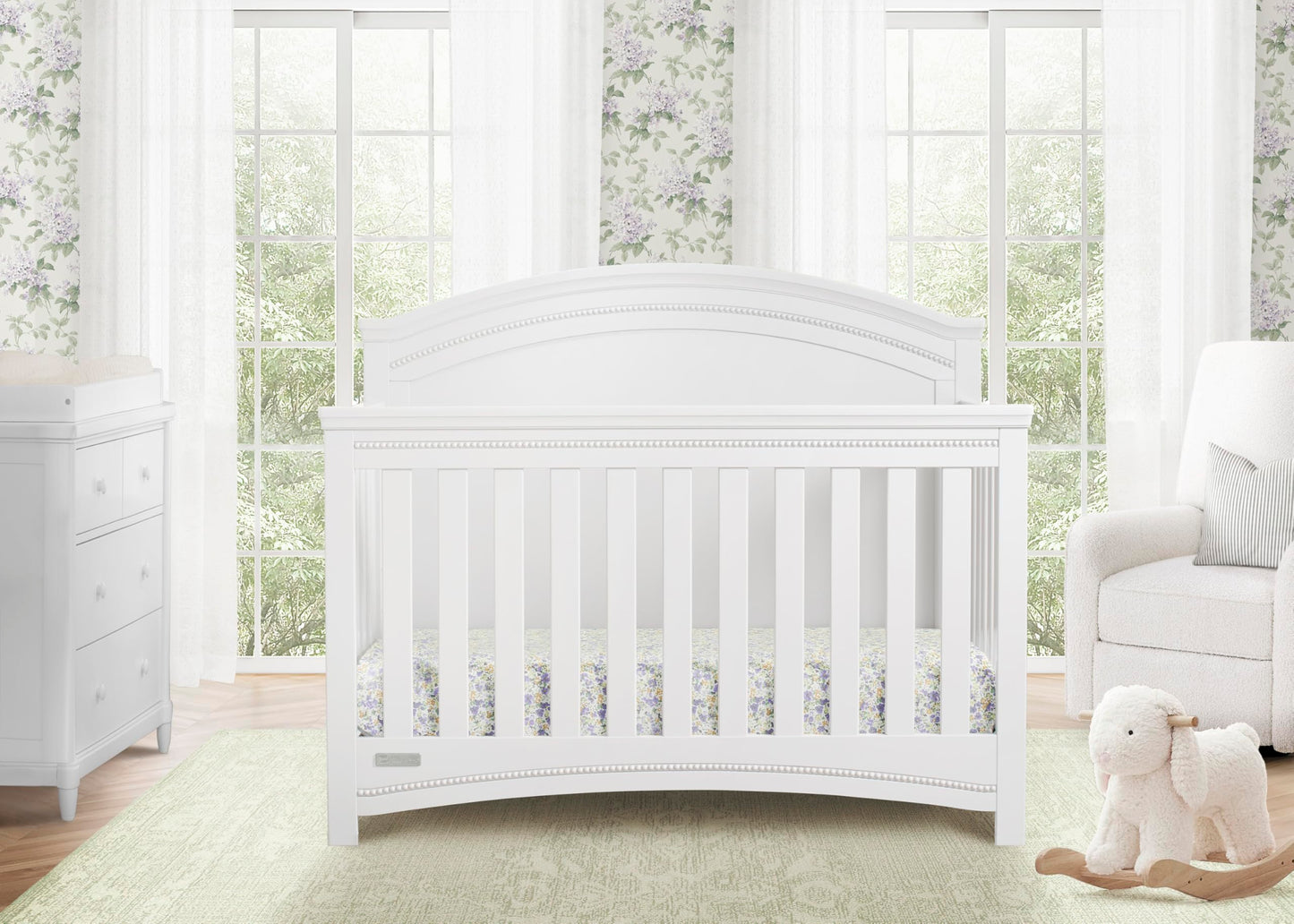 Simmons Kids SlumberTime Emma 4-in-1 Convertible Baby Crib N More - Greenguard Gold Certified, Bianca White