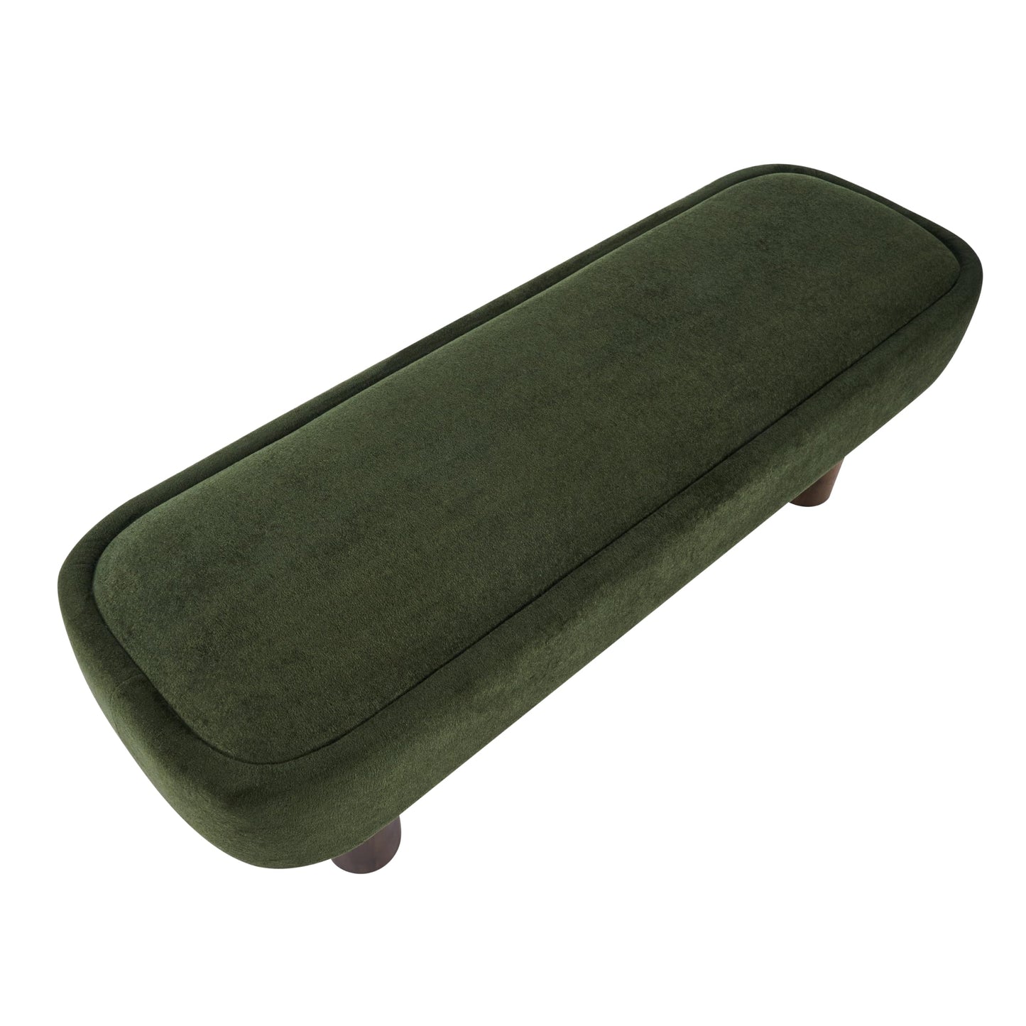 Christopher Knight Home Damas Fabric Upholstered Dining Bench, Wooden Entryway Bench, Long Sofa Footstool for Living Room, Bedroom End of Bed Bench, Olive Green+Walnut