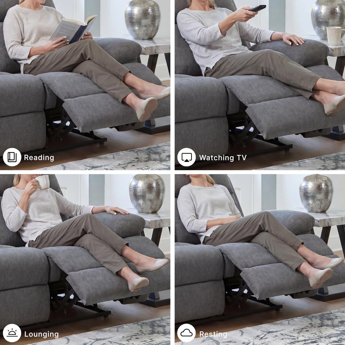 Signature Design by Ashley Yarrow Lane Classic Chenille Manual Pull Tab Reclining Loveseat, Gray