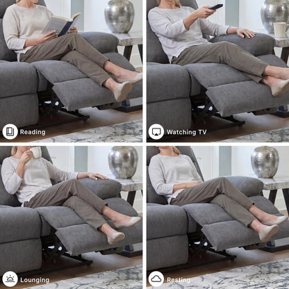 Signature Design by Ashley Yarrow Lane Classic Chenille Manual Pull Tab Reclining Loveseat, Gray