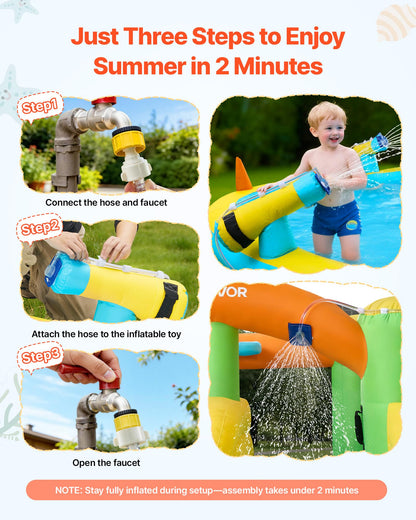 VEVOR Bounce House for Kids, Inflatable Bounce House with Air Blower, Water Slide, Bouncer Castle with Castle Bounces, Basketball Hoop, Splash Pool & Water Ring Toss, for 3 to 4 Kids Ages 3 to 8