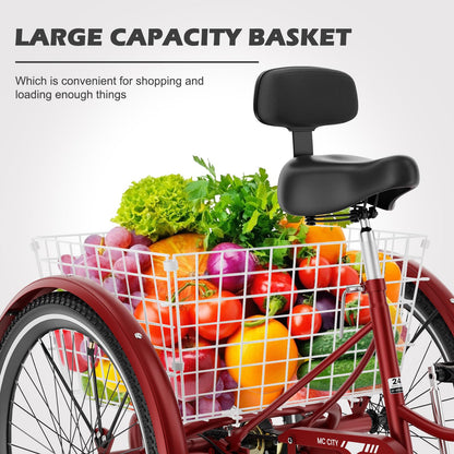 ABORON Adults Tricycle, 3 Wheels Bike for Adult, Tricycle for Adults, Double-Wall Wheel Rims, Tricycle for Women Men Exercise Outdoor Sports