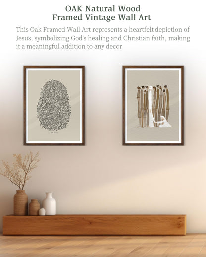 iHery Natural OAK Wood Jesus and Peter Walk on Water Framed Wall Art, 12x16 in Modern Sketch Bible Verses Canvas Art Decor, Beige Logs Boho Scripture 1Pack for Living Room Bedroom