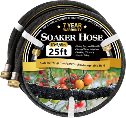 5/8 25 2 Pack, 25 2 Pack Hopegiver Soaker Hose ft Heavy Duty Garden Soaker Hoses with Solid Brass Fitting, Rubber Drip