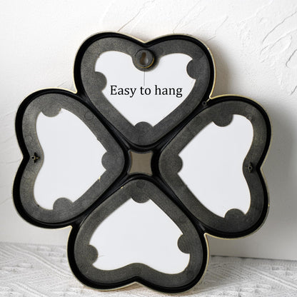 LuHeToz Small Decoritive Heart Wall Mirrors Set of 3, Decorative Four-Leaf Clover Mirror (Gold)