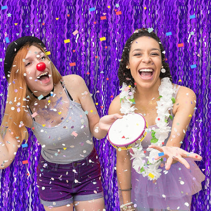 Skiennix Tinsel Foil Fringe Curtains - Sparkling Wavy Backdrop for Party Decorations | Photo Booth Props