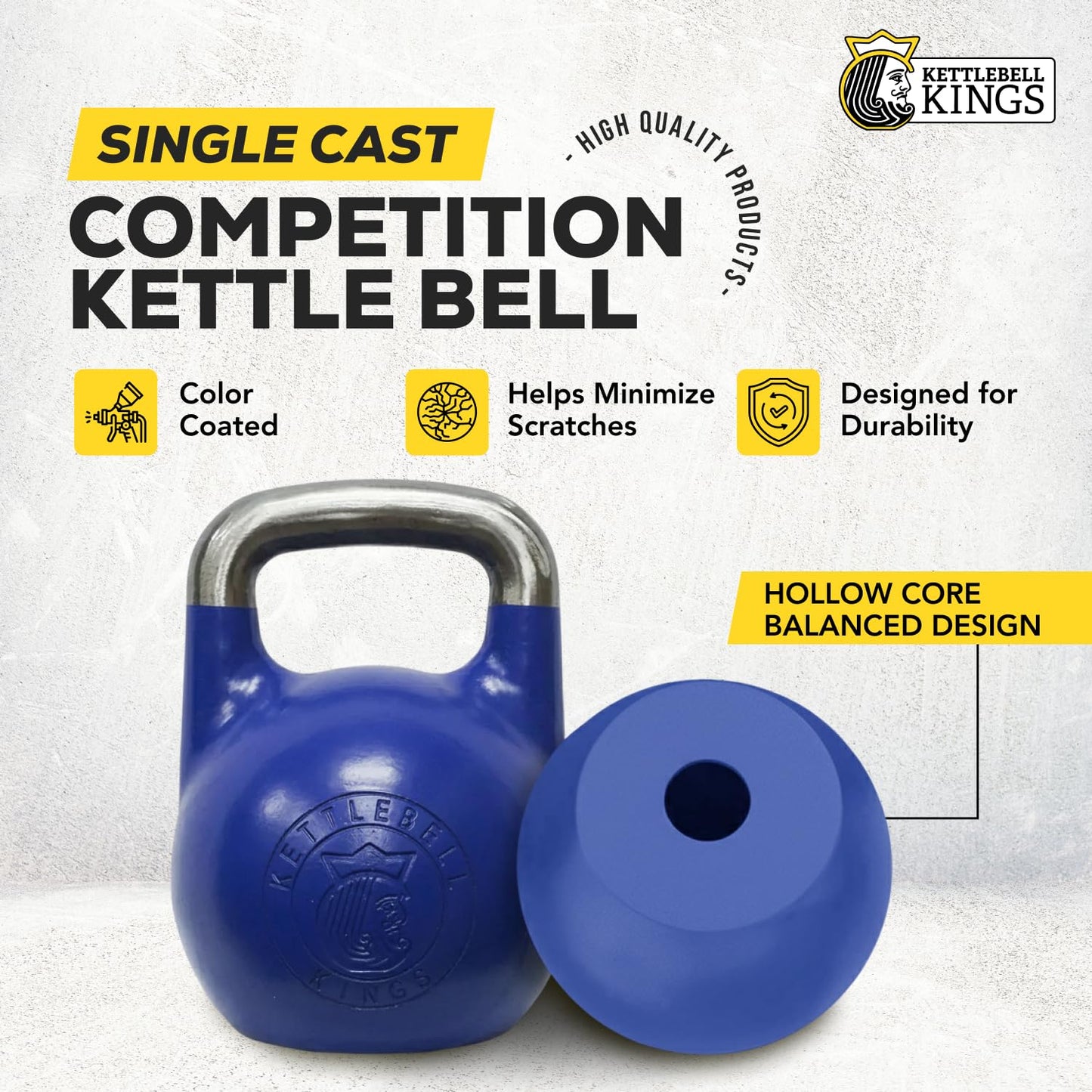 Kettlebell Kings Competition Kettlebells Weight (35mm handle) 8-48 KG | Hand weights Workout Gym Equipment & Strength training sets for Women & Men for Home Gym | Suitable for High Repetition Workouts